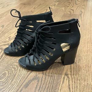 Peep Toe Lace Up Booties